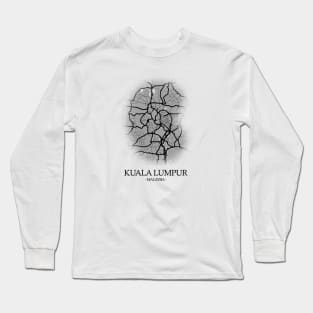 Kuala Lumpur City Map - Malaysia Cartography Black Long Sleeve T-Shirt